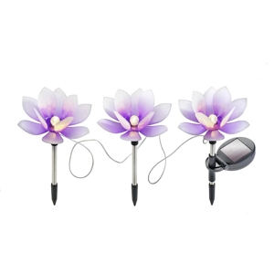 Solárna dekorácia lotosový kvet fialový, 3 kusy  | ROSSY.sk